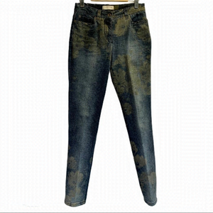 Hirsch flower print high waisted denim jeans Sz 36